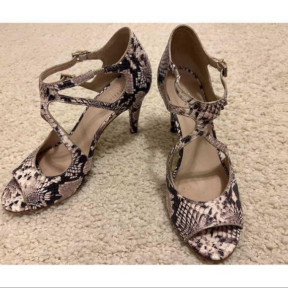 Minelli Python Leather Heeled Sandals - Picture 1 of 5